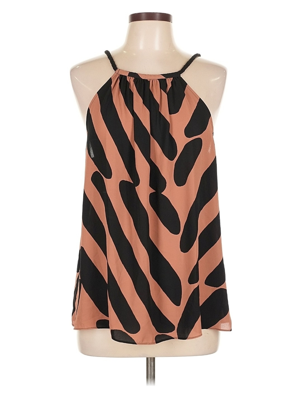 LOFT Black and Rust Zebra-Print Halter Camisole